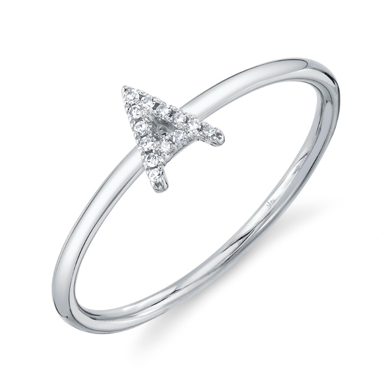 0.04Ct 14K White Gold Diamond Lady's Ring - Initial A