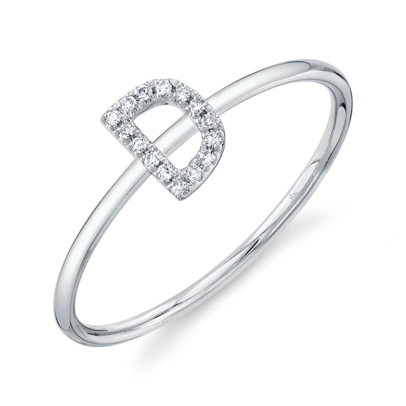 0.05Ct 14K White Gold Diamond Lady's Ring - Initial D