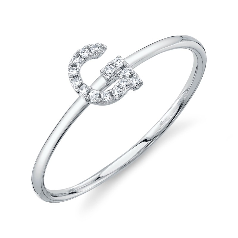 0.05Ct 14K White Gold Diamond Lady's Ring - Initial G