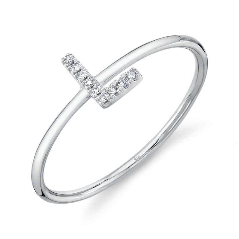 0.03Ct 14K White Gold Diamond Lady's Ring - Initial L