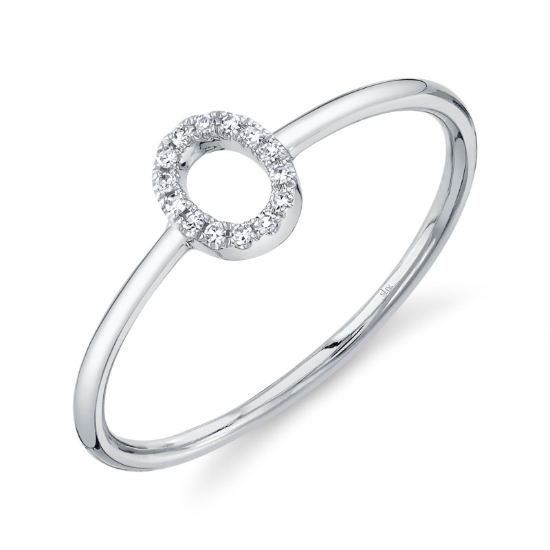 0.04Ct 14K White Gold Diamond Lady's Ring - Initial O