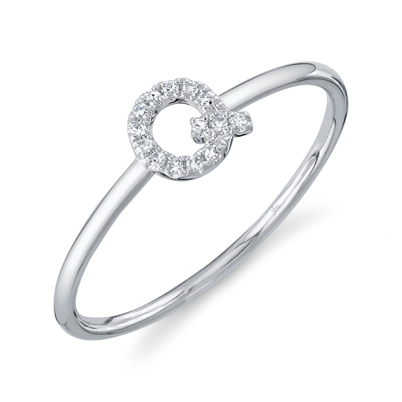 0.04Ct 14K White Gold Diamond Lady's Ring - Initial Q
