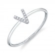 0.04Ct 14K White Gold Diamond Lady's Ring - Initial V