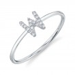 0.05Ct 14K White Gold Diamond Lady's Ring - Initial W