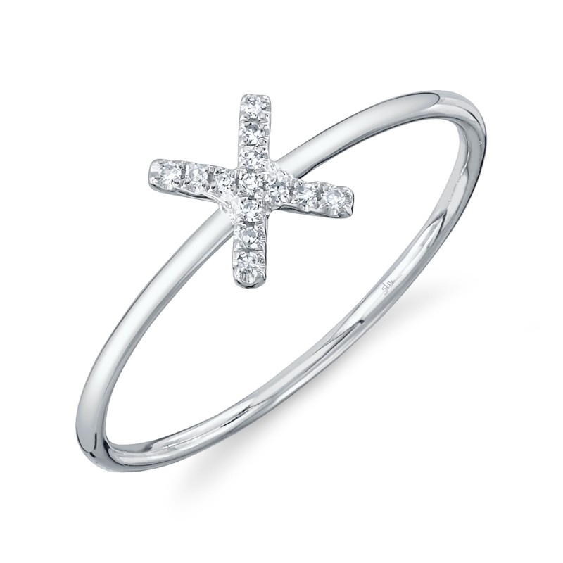 0.05Ct 14K White Gold Diamond Lady's Ring - Initial X