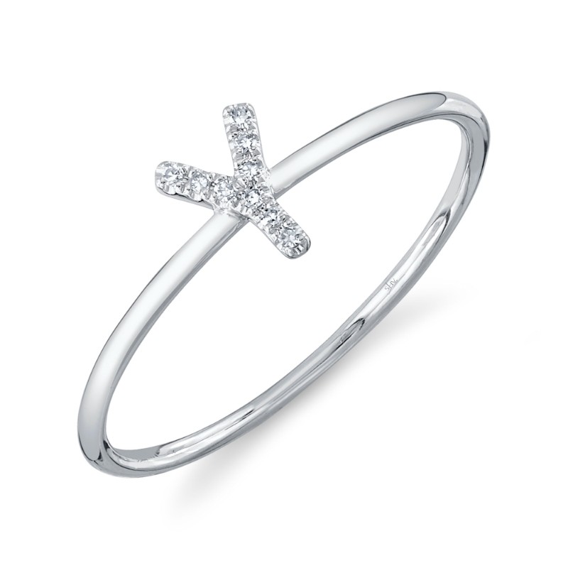 0.03Ct 14K White Gold Diamond Lady's Ring - Initial Y