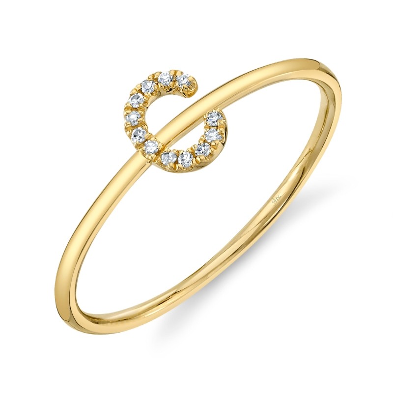 0.04Ct 14K Yellow Gold Diamond Lady's Ring - Initial C