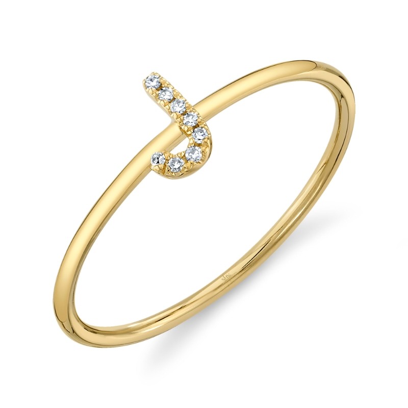 0.03Ct 14K Yellow Gold Diamond Lady's Ring - Initial J