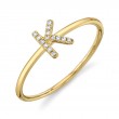 0.05Ct 14K Yellow Gold Diamond Lady's Ring - Initial K