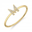 0.05Ct 14K Yellow Gold Diamond Lady's Ring - Initial M