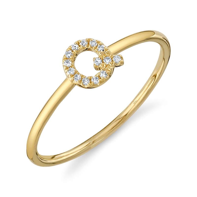 0.04Ct 14K Yellow Gold Diamond Lady's Ring - Initial Q