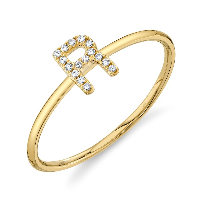 0.05Ct 14K Yellow Gold Diamond Lady's Ring - Initial R