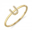 0.04Ct 14K Yellow Gold Diamond Lady's Ring - Initial U