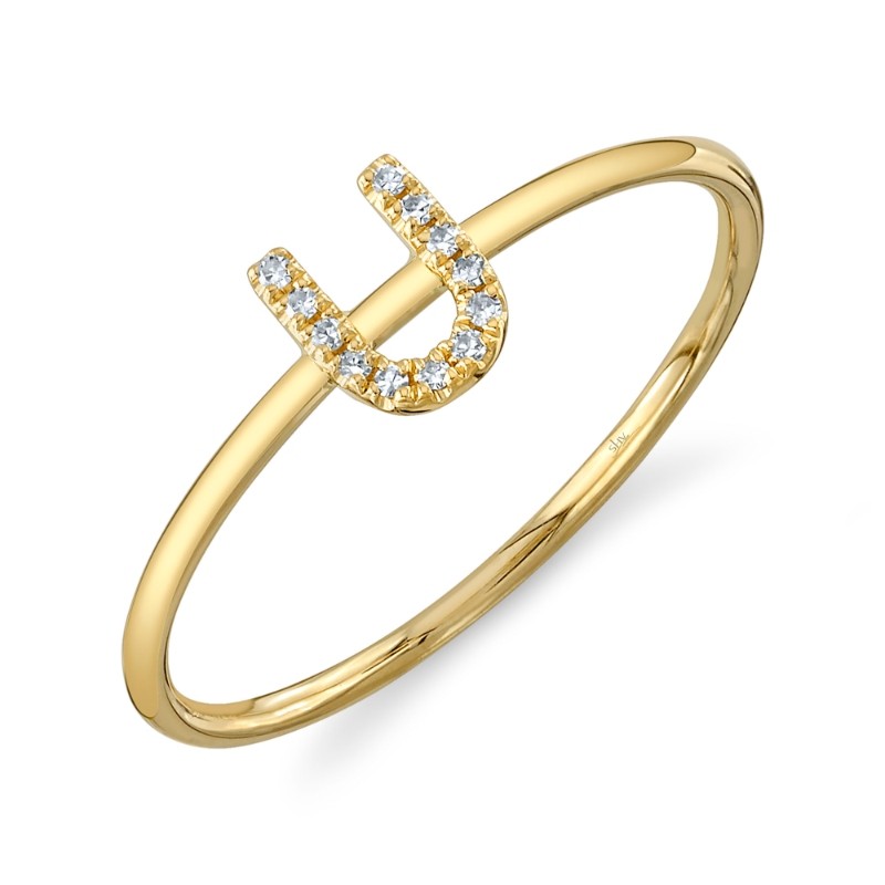 0.04Ct 14K Yellow Gold Diamond Lady's Ring - Initial U