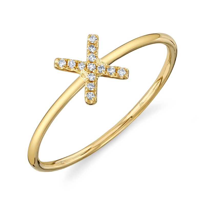 0.05Ct 14K Yellow Gold Diamond Lady's Ring - Initial X
