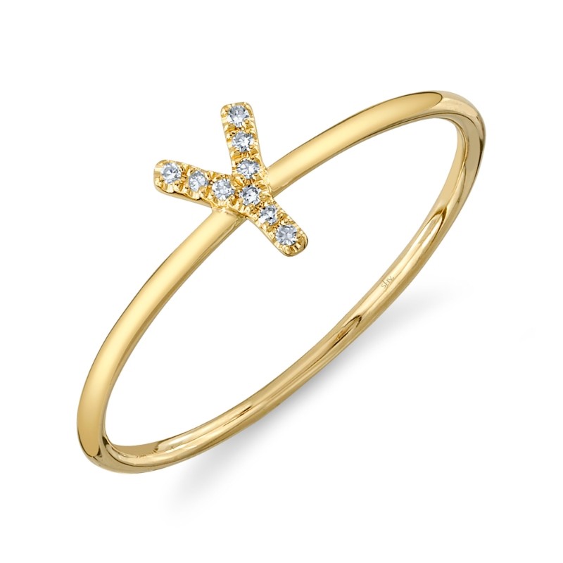 0.03Ct 14K Yellow Gold Diamond Lady's Ring - Initial Y