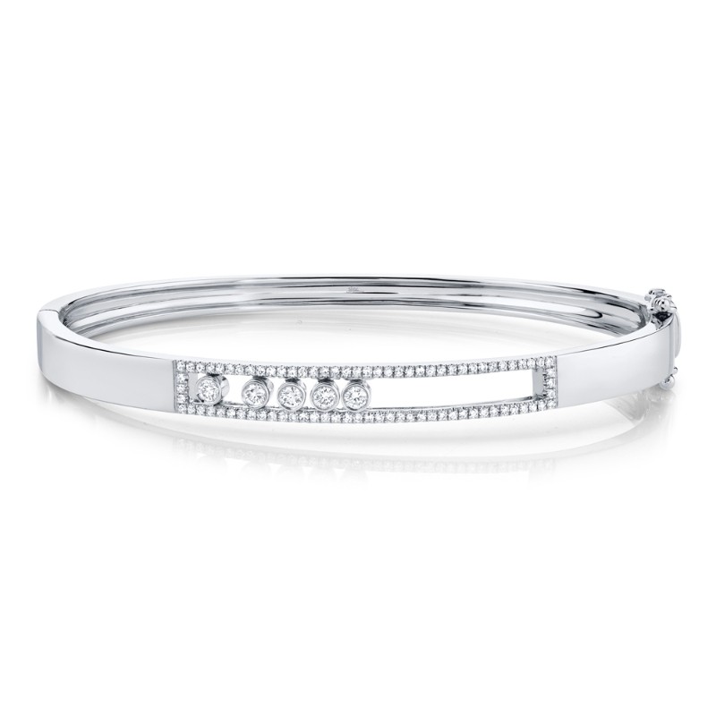 0.42Ct 14K White Gold Diamond Slider Bangle