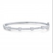 0.52Ct 14K White Gold Diamond Baguette Bangle