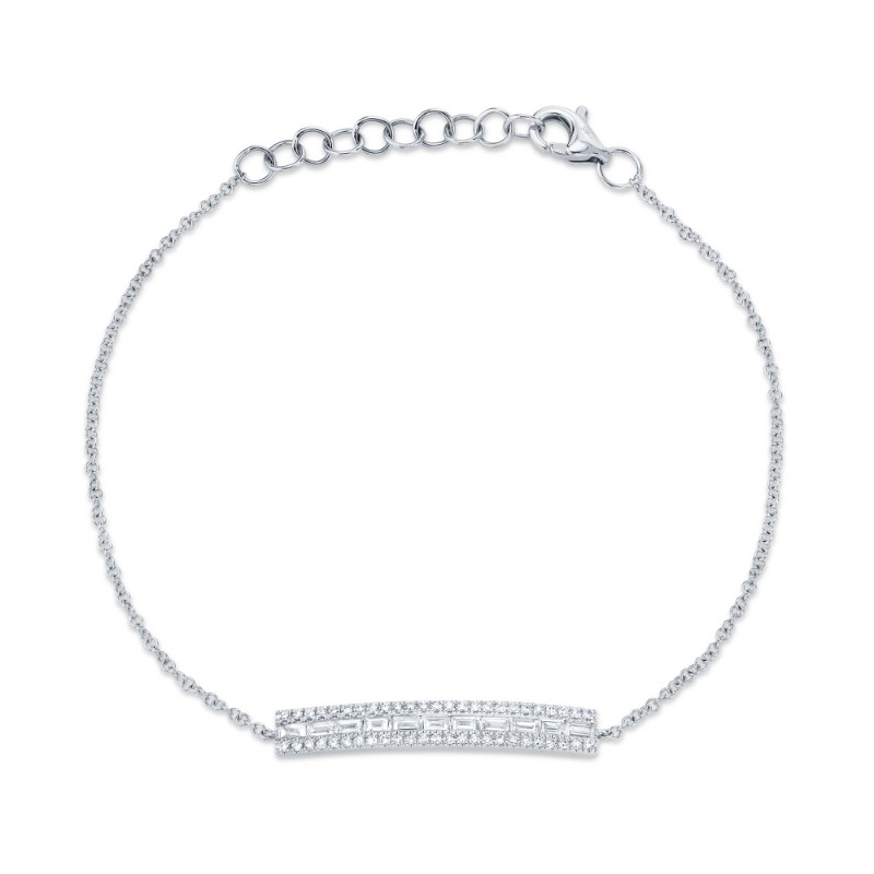 0.40Ct 14K White Gold Diamond Baguette Bar Bracelet