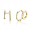 14K Yellow Gold Diamond Double Huggie Earrings .12Ct G/H, Vs-Si