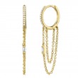 0.18Ct 14K Yellow Gold Diamond Baguette Huggie Chain Earrings