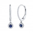 0.15Ct Diamond & 0.23Ct Blue Sapphire 14K White Gold Earrings