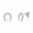 0.32Ct 14K White Gold Diamond Horseshoe Stud Earrings