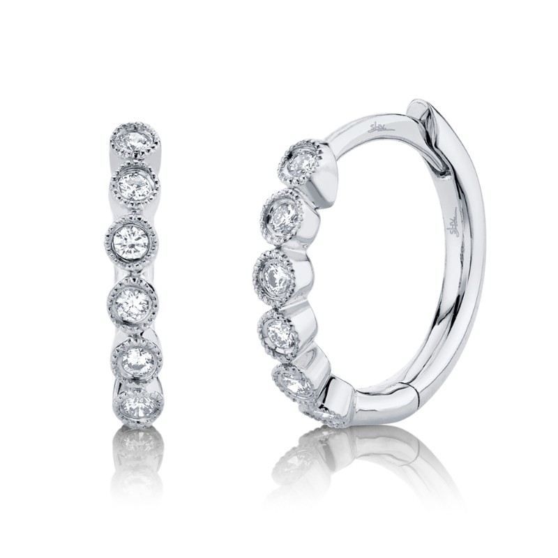 0.11ct 14k White Gold Diamond Huggie Earrings