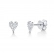 0.10Ct 14K White Gold Diamond Pave Heart Stud Earrings