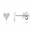 0.10Ct 14K White Gold Diamond Pave Heart Stud Earrings