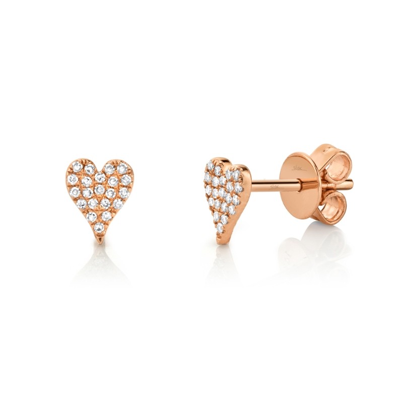 0.10Ct Diamond Pave Heart Stud Earrings