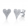 0.14Ct 14K White Gold Diamond Pave Heart Stud Earrings