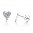 0.14Ct 14K White Gold Diamond Pave Heart Stud Earrings