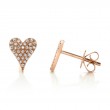 0.14Ct 14K Rose Gold Diamond Pave Heart Stud Earrings