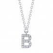 0.06Ct 14K White Gold Diamond Necklace - Initial B