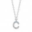 0.04Ct 14K White Gold Diamond Necklace - Initial C