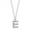 0.04Ct 14K White Gold Diamond Necklace - Initial E