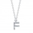 0.04Ct 14K White Gold Diamond Necklace - Initial F