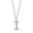 0.03Ct 14K White Gold Diamond Necklace - Initial I