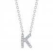 0.05Ct 14K White Gold Diamond Necklace - Initial K