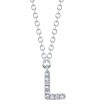 0.03Ct 14K White Gold Diamond Necklace - Initial L