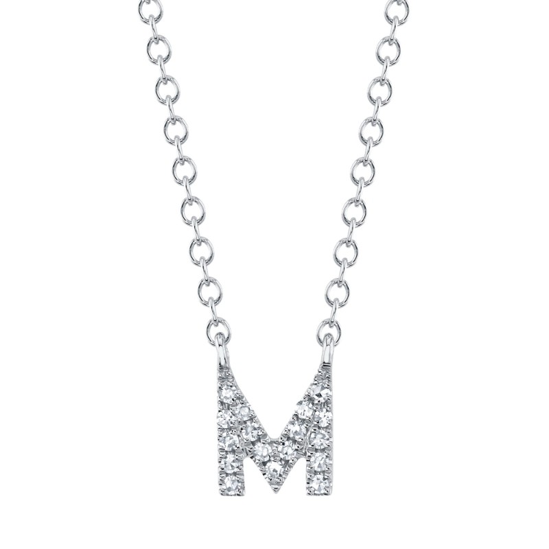 14k White Gold 0.04ctw Diamond Initial Necklace