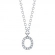 0.05Ct 14K White Gold Diamond Necklace - Initial O