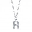 0.05Ct 14K White Gold Diamond Necklace - Initial R