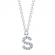 0.05Ct 14K White Gold Diamond Necklace - Initial S