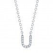 0.04Ct 14K White Gold Diamond Necklace - Initial U