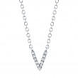 0.03Ct 14K White Gold Diamond Necklace - Initial V