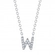 0.05Ct 14K White Gold Diamond Necklace - Initial W