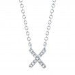 0.04Ct 14K White Gold Diamond Necklace - Initial X