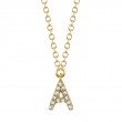 A 14K Yellow Gold Diamond Initial A Necklace